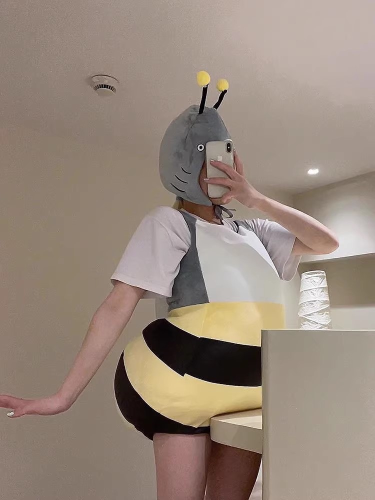 小蜜蜂人偶服装鲨bee玩偶巨型成人可穿戴套装儿童款鲨鱼演出衣服-阿里巴巴