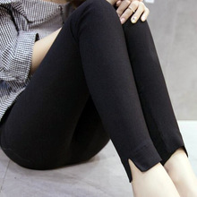 基本款黑色打底裤女显瘦高腰紧身九分裤高弹力斜纹面料修身小脚裤