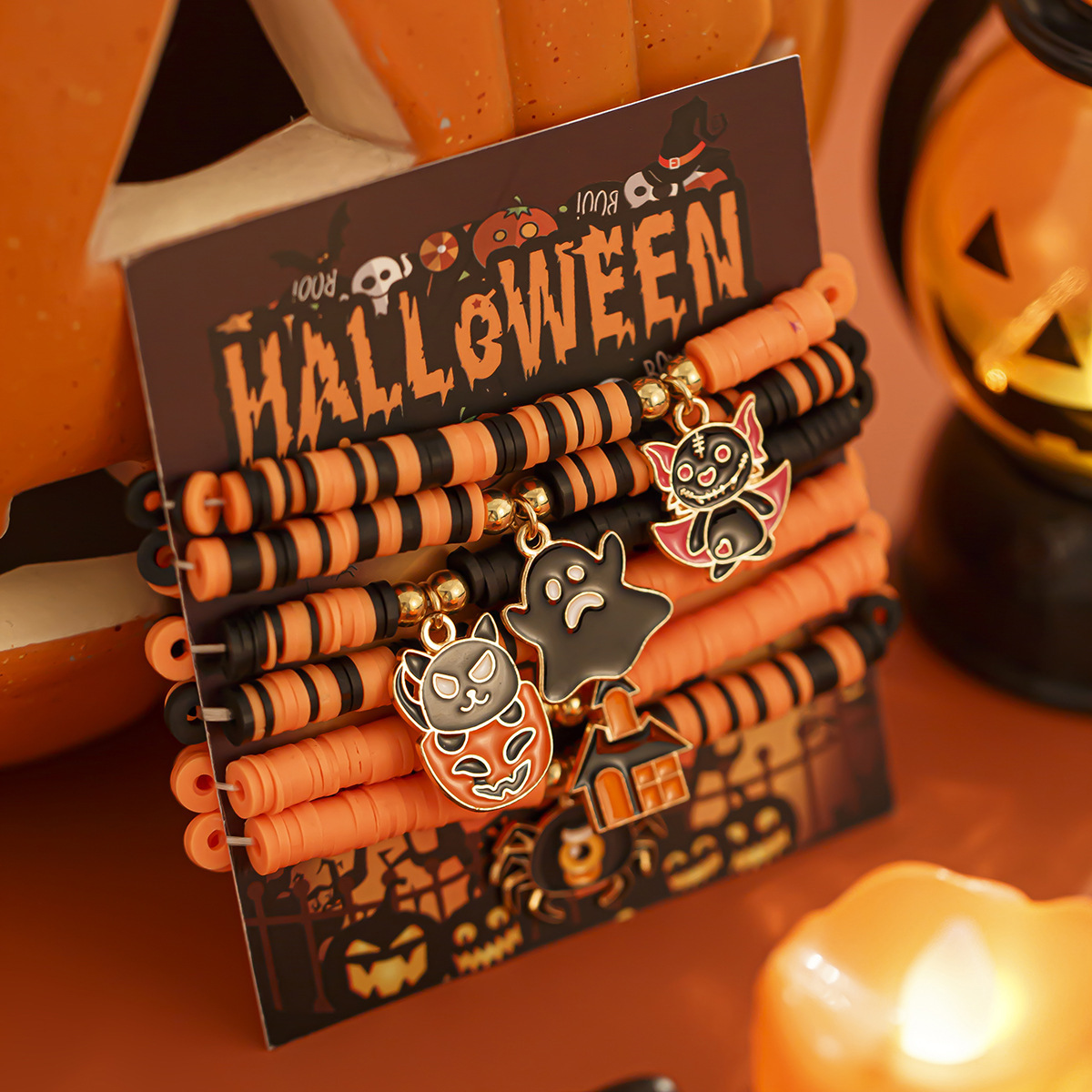 21g Weight Alloy Pendant Material Bracelets Classification CCB, Arylic, soft clay Chain Material 1 Set Quantity Festival Occasion CCB, Arylic, Alloy Material Halloween Festival Pumpkin, Bat, Ghost Pattern Women's Gender Beaded, Enamel Design Funny Style Funny Pumpkin Bat Ghost CCB Arylic Alloy Beaded Bracelets Wholesale 73