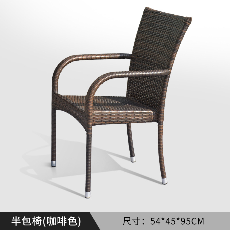 Nórdico de gama alta patio al aire libre cuerda tejida mesa y silla casa pequeña silla combinación patio jardín sillón mesa individual y silla