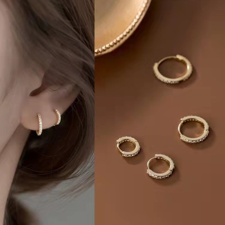 Deseo europeo y americano simple micro-incrustaciones ronda ZIRCON oreja hebilla pequeños pendientes personalidad de la moda cartílago piercing pendientes al por mayor