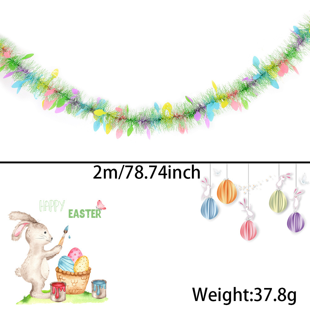 Suministros de fiesta de Pascua de 2m de color Rubea colgante de fiestas decorativas de huevos de flores de color