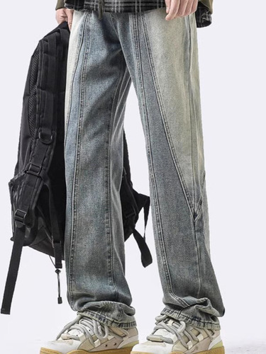 Straight-leg jeans for men, 2025 spring new arrival, American deconstructed design, washed, loose-fitting, slimming, slightly tapered, casual pants