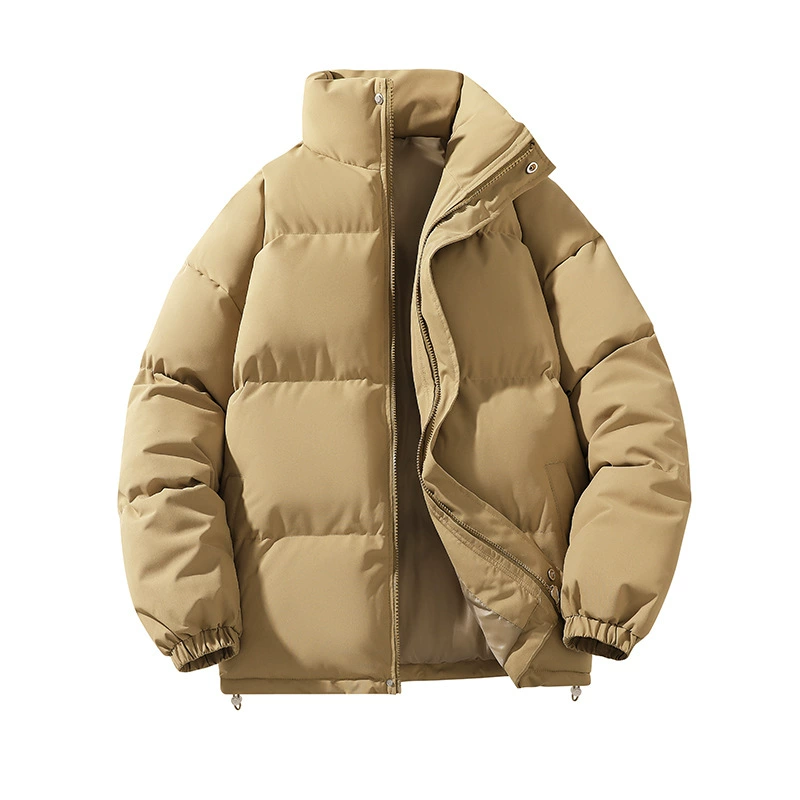 Трансграничный новый сплошной цвет хлебная одежда хлопчатобумажная одежда мужская публичная модная мода толстый стоячий воротник хлопчатобумажная куртка мужская широкая сосна красавчик