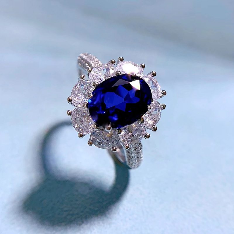 Rings Classification 5, 9 Ring Size 925 Sterling Silver Zircon Oval Rings