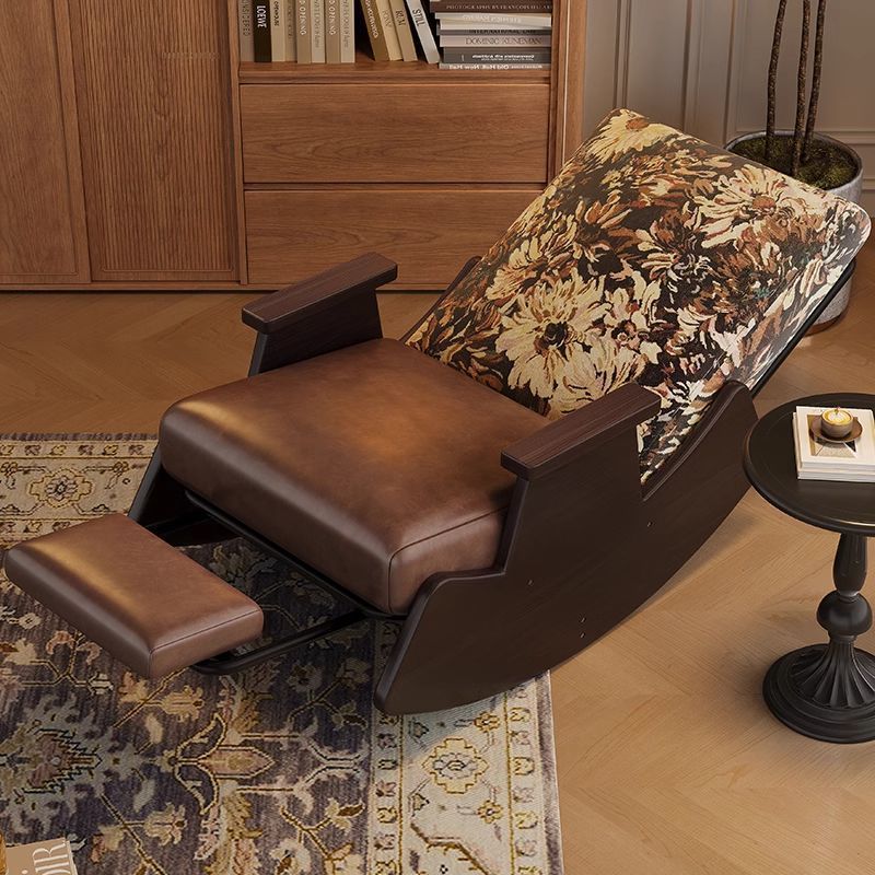 Solid Wood Rocking Chair, Retro Lounge Chair, Balcony Single Sofa Chair, Home Living Room Leisure Chair, New Style Sleeping and Reclining Chair