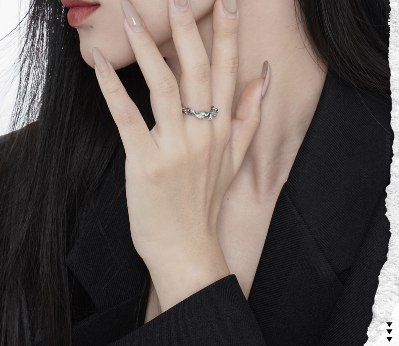 Fashion Geometric Sterling Silver Epoxy Open Ring 1 Piece