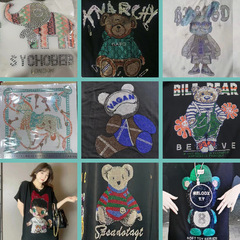 卡通魚圖案燙鑽圖可定製服裝logo燙印個性服飾印花diy童裝燙鑽貼