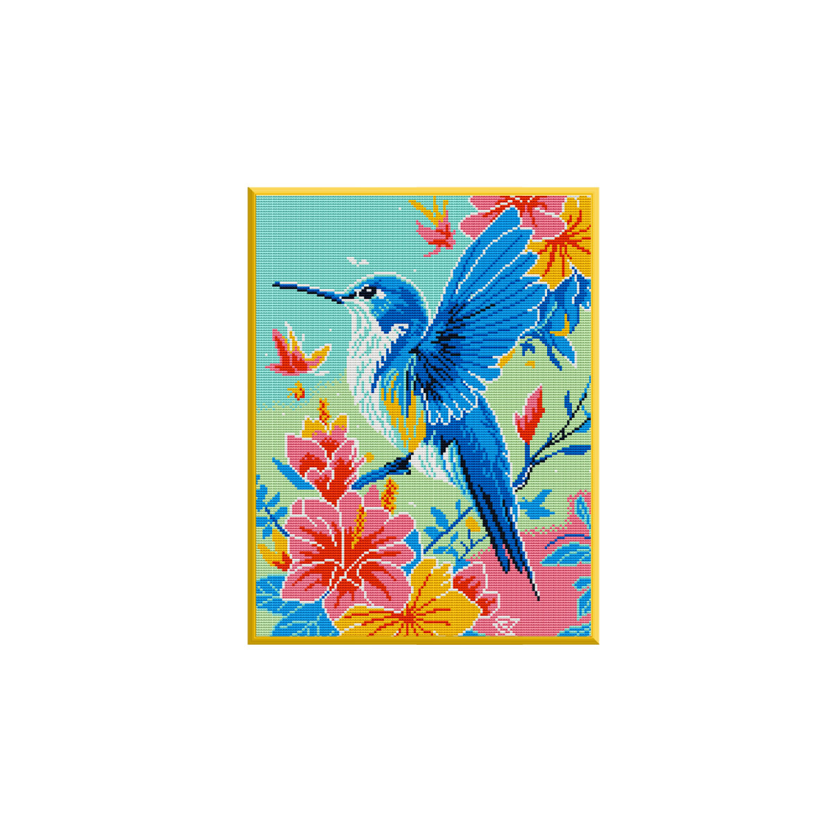 Mona Lisa flores reales y pájaros paquetes de material de bordado cruzado colibríes de color nuevo estilo minimalista decoración estética decoración de pared de sala de estar image 5