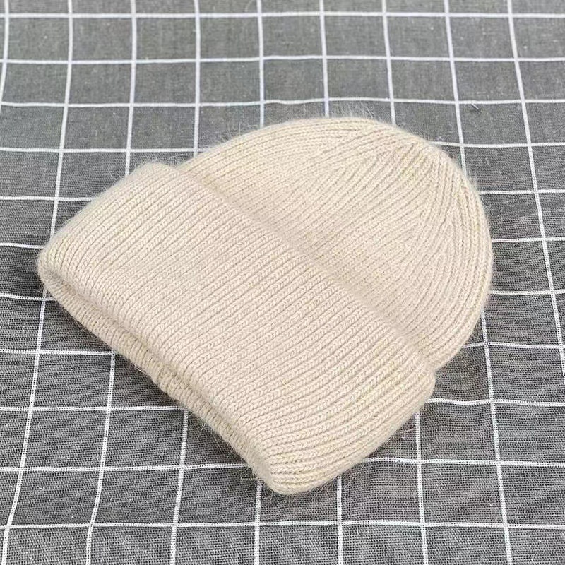 Piel de conejo engrosada sombrero de lana para las mujeres de moda Corea del Sur ins moda Otoño e Invierno japonés frío sombrero cálido Jersey rizado sombrero de punto