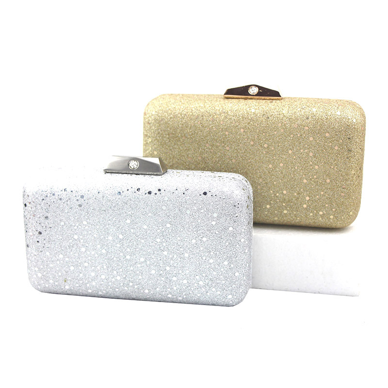 Gold Silver Flash Fabric Solid Color Sequins Square Clutch Evening Bag display picture 4