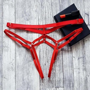 Cross-border sales European and American Foreign trade open-end underwear women's transparent hip lace-up T-shaped pants multi-size MM sexy