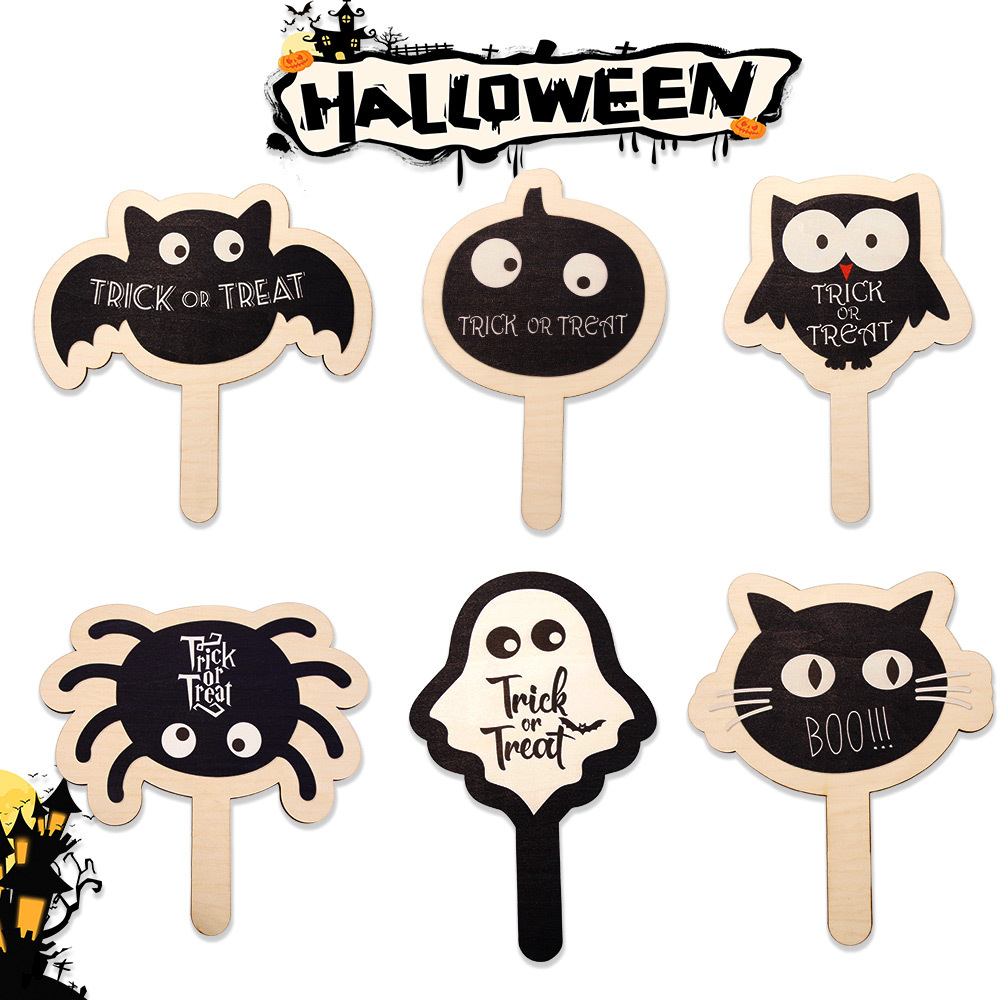 Transfronterizo nuevas decoraciones de Halloween Araña calabaza etiqueta de la mano decoración del partido divertido mano de madera de mano etiqueta de la mano