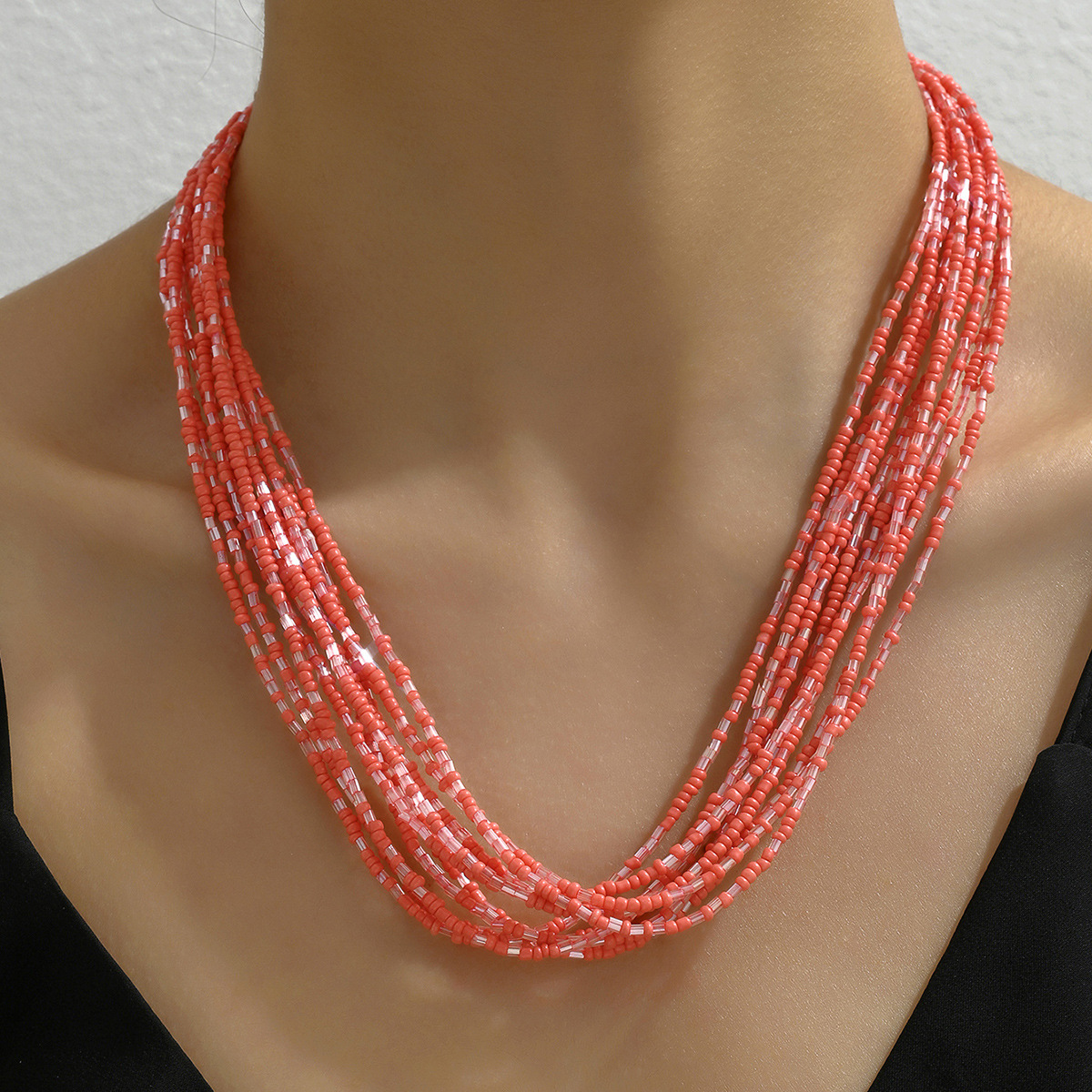 Dame Bohémien Géométrique Couleur Unie Perlé Métal Couches Femmes Collier En Couches display picture 4