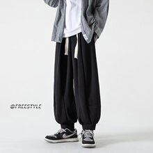 日系卫裤男潮牌灯笼百搭休闲长裤秋冬季加绒加厚束脚宽松运动裤子