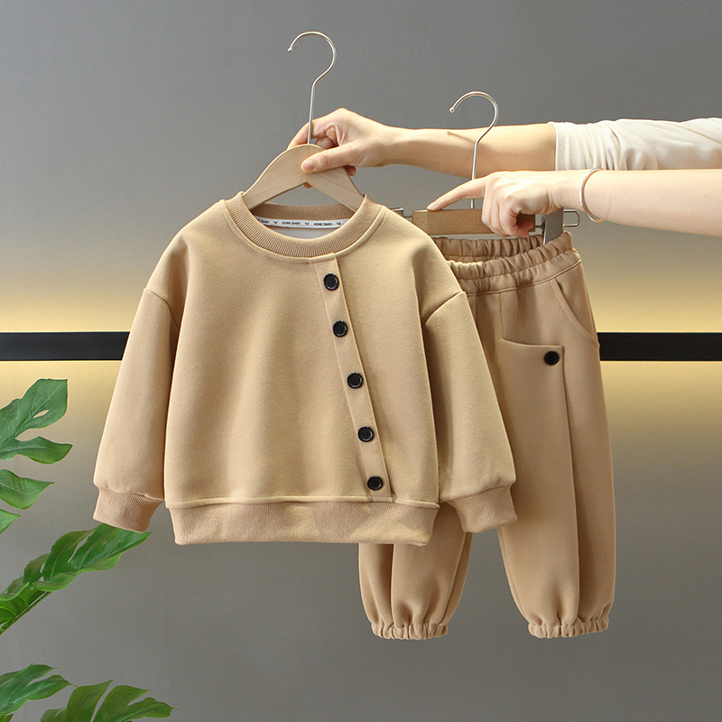 7673 traje de primavera para niños 2025 nuevo suéter de estilo occidental para niños de dos piezas ropa coreana de primavera y otoño para bebés