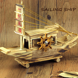 Wooden Sailing Sailing Music Sailing Creative Student Graduation Wooden Boat Home Ornaments Model Toys Wholesale