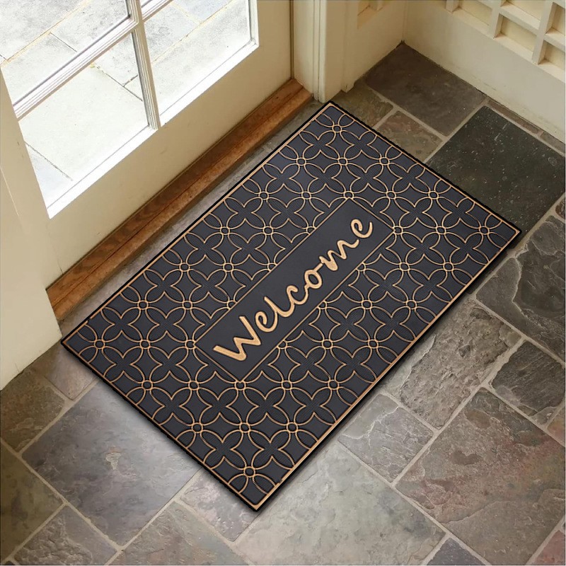 Amazon transfronterizo puerta de entrada alfombra de suelo de estilo americano puerta de entrada alfombra de suelo de eliminación de polvo porche fácil de cuidar alfombra de terciopelo de cristal