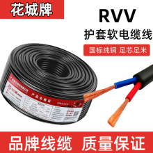 广州珠江电缆RVV铜芯阻燃2/3/4芯护套软线国标纯铜芯电缆电源线