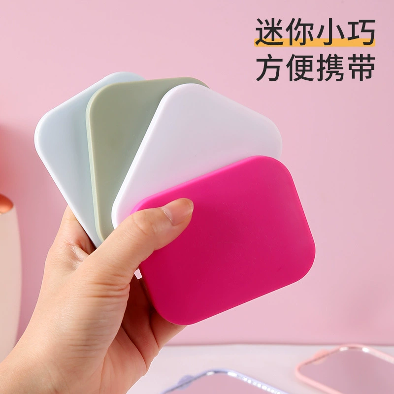 Handheld Folding Travel Mirror, Compact Folding Mirror with Brush, 8×6 cm, Lightweight