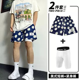 Basketball Three-Point Sports Fitness Shorts with Inner Lining, Faux Two-Piece Mesh, Above-The-Knee, High Elasticity Training Pants Basketball Three-Point Sports Fitness Shorts with Inner Lining, Faux Two-Piece Mesh, Above-The-Knee, High Elasticity Training Pants
