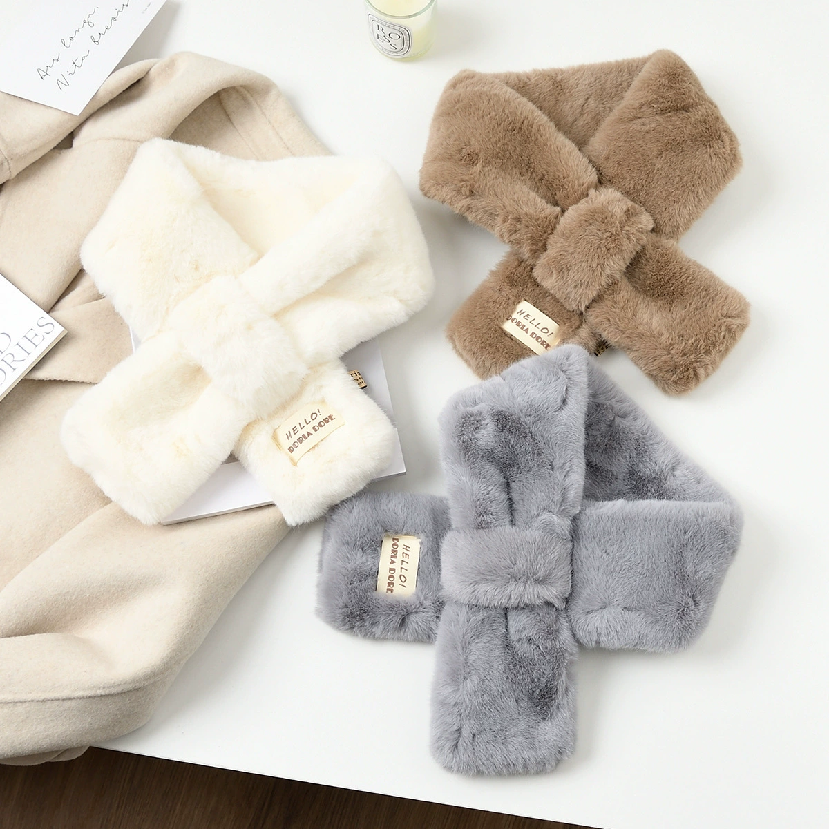 Winter universal keep warm windproof scarf, simple and elegant design, with neck protection