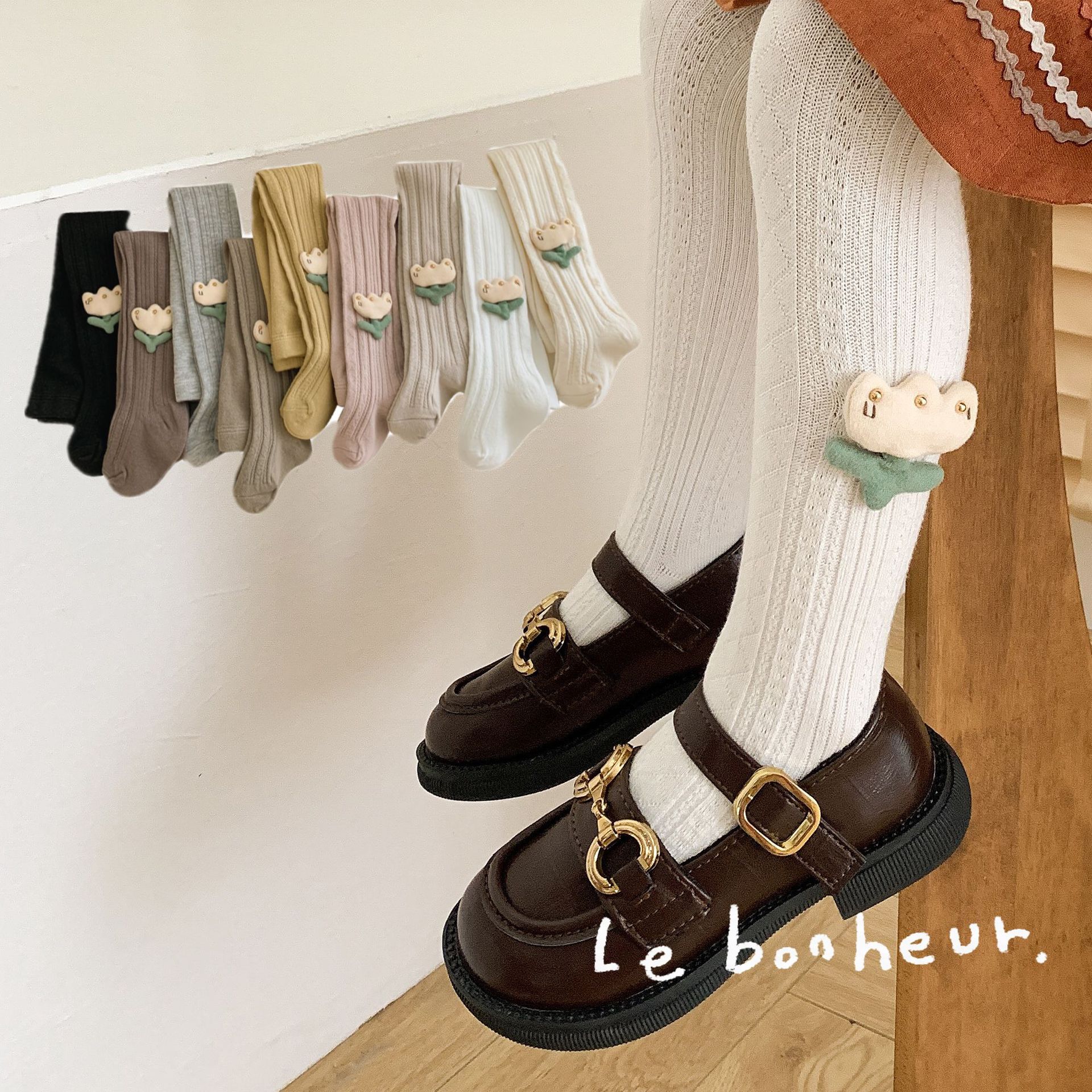 23 otoño nuevo patrón de diamante tulipán pantimedias los niños ajustable niñas desgaste exterior lindo polainas Calcetines