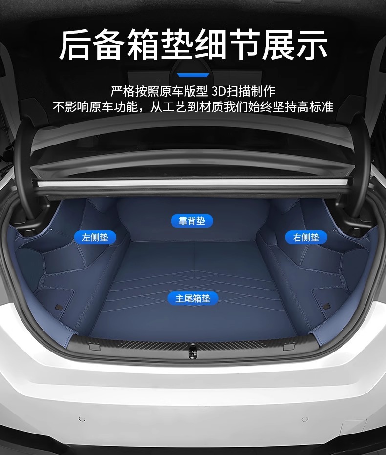 Special Car-Specific Fully Enclosed Leather Trunk Mat, Waterproof, Classy Car-Specific Patterned Leather Trunk Mat Without Odor