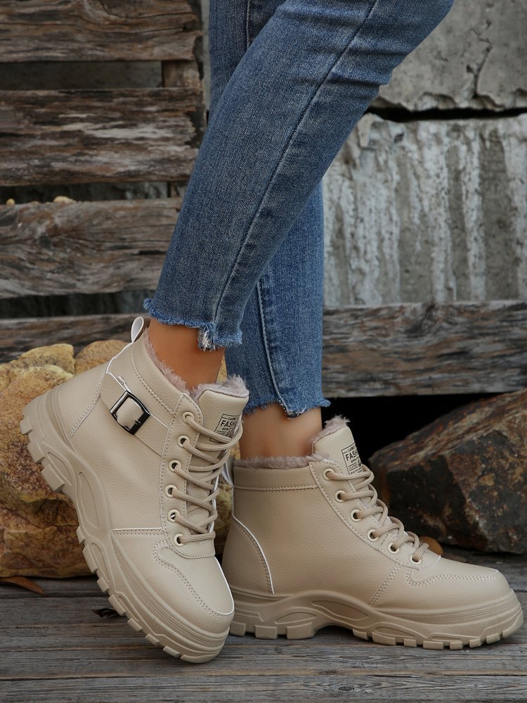 Scarponi da montagna grandi da donna nuovi autunnali e invernali più stivali da neve in velluto e spessi scarpe di cotone da donna_voghion.com