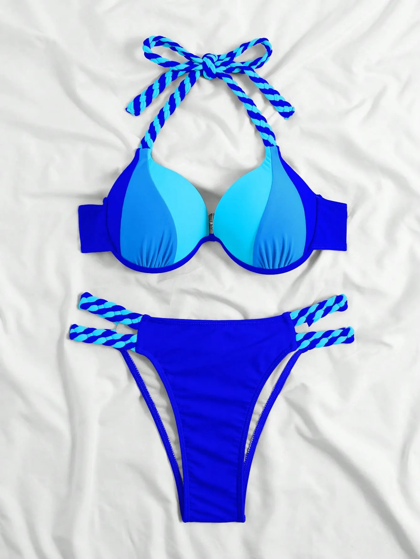 Mujeres Color Sólido Juego De 2 Piezas Bikinis Traje De Baño display picture 12