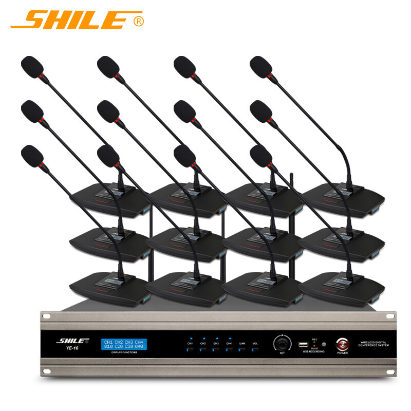 狮乐YE-16无线手拉手会议话筒大型会议鹅颈话筒数字台式一拖十二