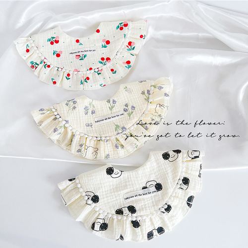 ins new autumn and winter baby gauze thickened waterproof saliva towel princess palace style enlarged 360 degree bib bib