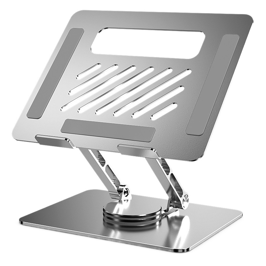 Soporte ajustable de aluminio del ordenador portátil con la base giratoria 360
