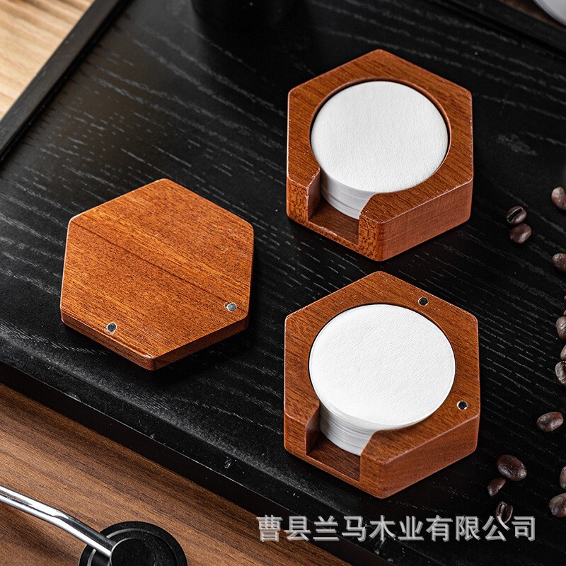 木製濾紙ボックスコーヒーフィルター紙収納ボックスカバー付きバーオーナメントサペリ木製濾紙無垢材収納ボックス|undefined