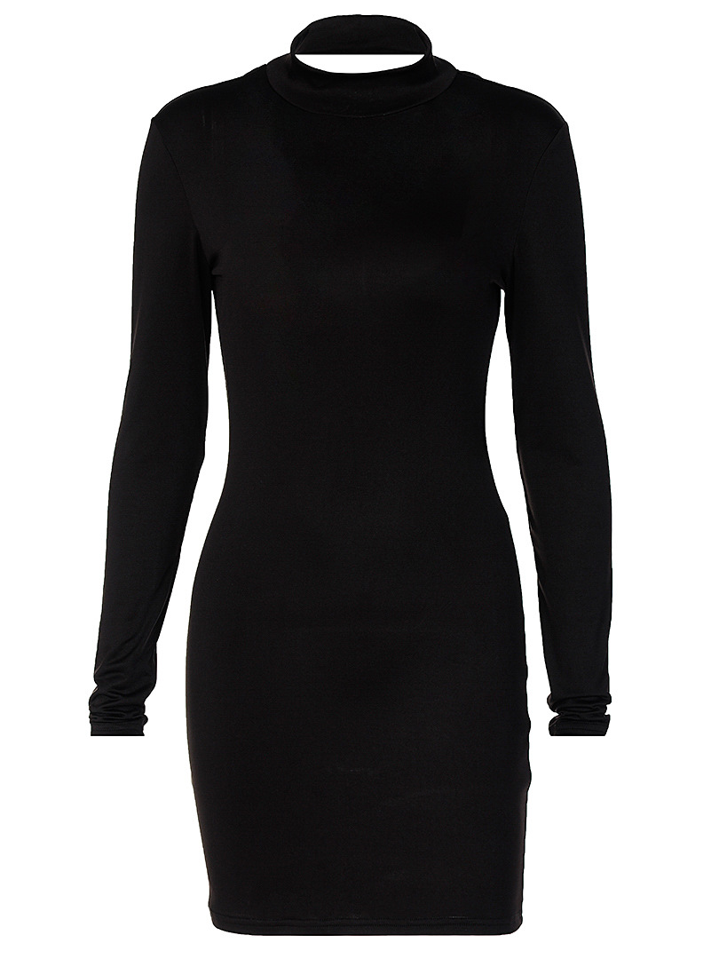 Halter Long-Sleeved Round Neck Sheath Dress NSHTL99682