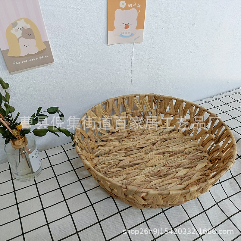 Cesta de almacenamiento de paja de ratán tejido de escritorio mesa de té sundries Hulu hierba juguete clave cesta cosméticos caja de almacenamiento