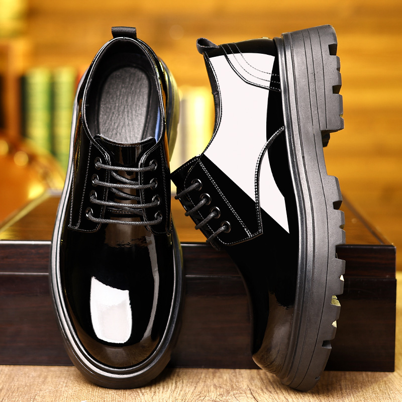Men's Thick Sole Dress Shoes Oxfords Leather Wedding Shoes_vogvips.com