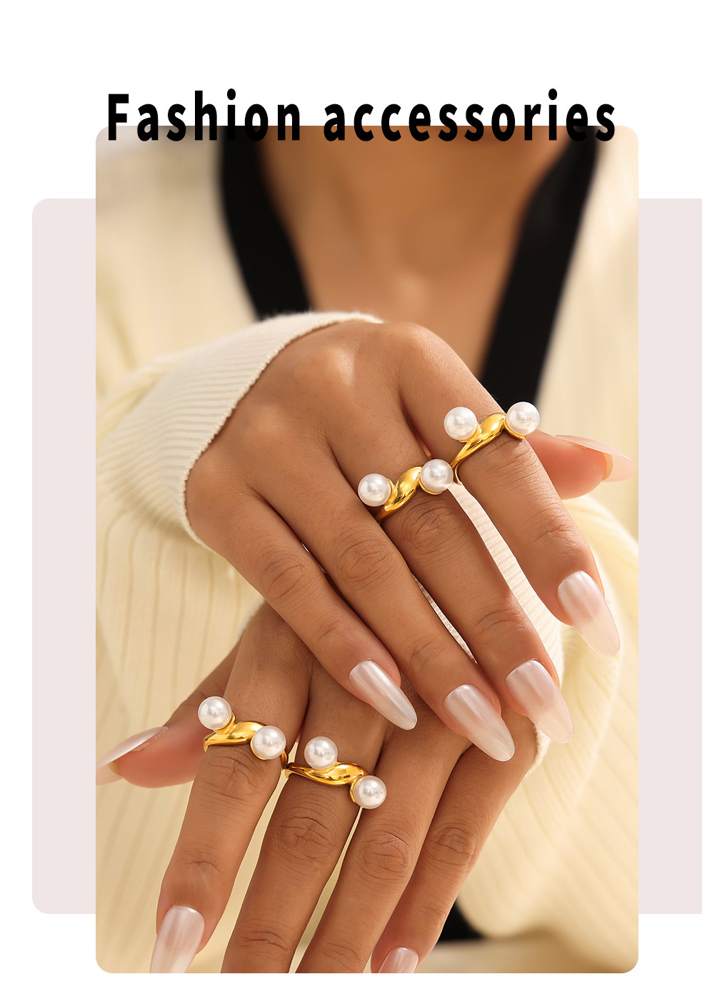 Simple Geometric Shape Irregular Imitation Pearl Opening Ring Women's Ring Ins Cold Style Niche Design_voghion.com