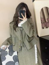 小香风套装国风新中式外套女气质半身连衣裙秋冬小洋装两件套