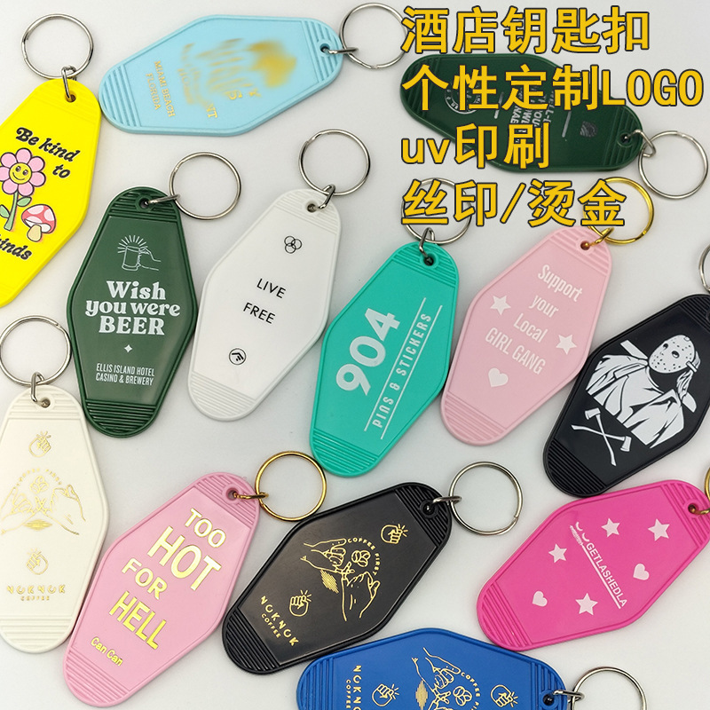 Cross-Border Plastic Key Tag Luggage Pendant Keychain Hotel Acrylic Clothing Tag Rhombus Tag Can Be Added with Logo