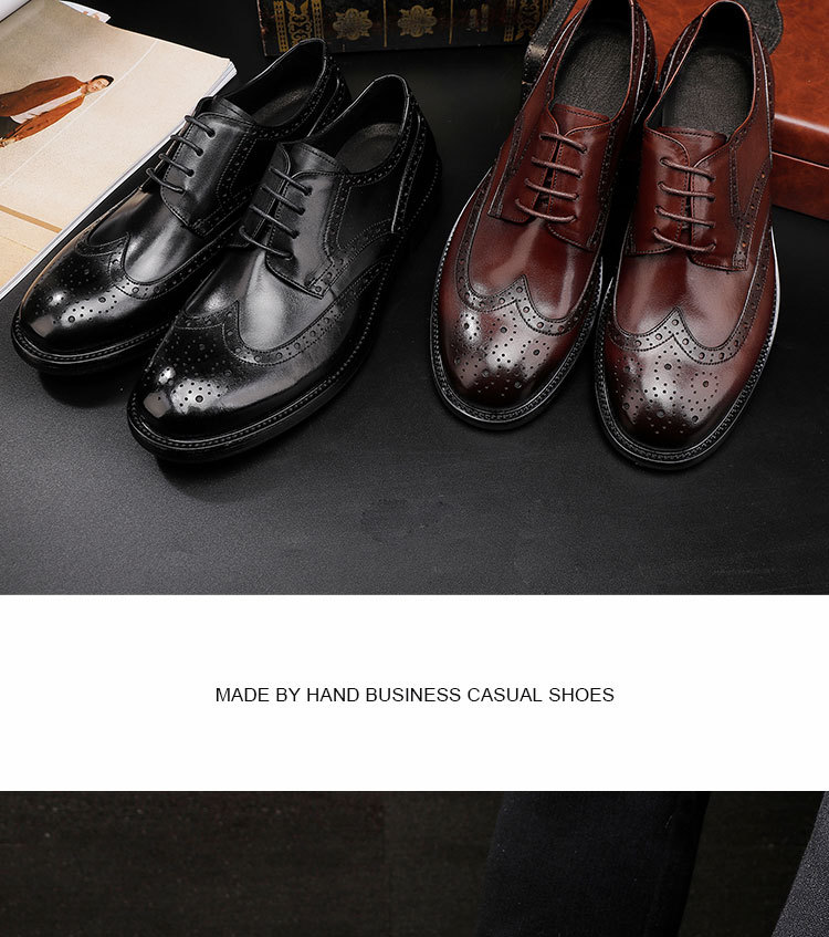 Plus-size leather shoes Business dress leather shoes for men British vintage wash horse Leather wedding shoes_vogvips.com