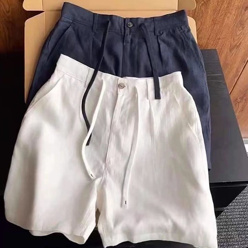 Old Money Style Semi-Elastic Waist Shorts for Men, Summer 2026 Drawstring Design, Straight Loose Fit, Five-Point Length Shorts Old Money Style Semi-Elastic Waist Shorts for Men, Summer 2026 Drawstring Design, Straight Loose Fit, Five-Point Length Shorts