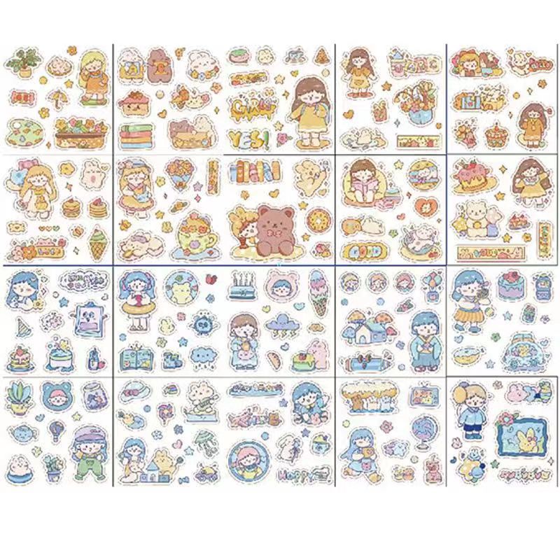 Diario pegatinas diario libro niña niños pegatinas traje Gu Ka impermeable lindo material de la historieta transparente al por mayor