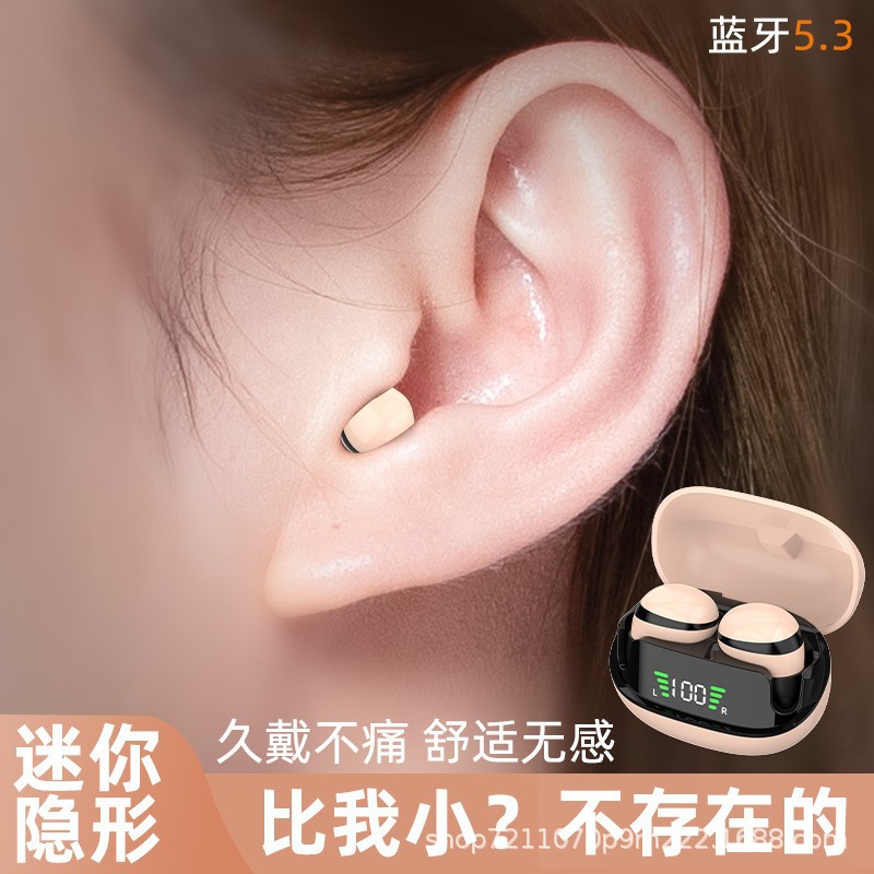 Mini auriculares inalámbricos Bluetooth, tamaño cacahuete, invisibles, intrauditivos, para correr, impermeables, con cancelación de ruido, venta al por mayor, pantalla digital