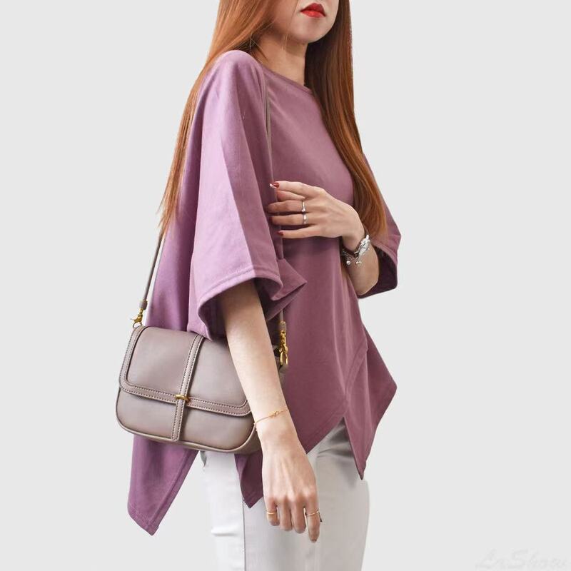 6535 Cotton Simple All-match Fashion New Arrival Niche Korean Style Cut-out Design Front Cross Irregular Shape Top