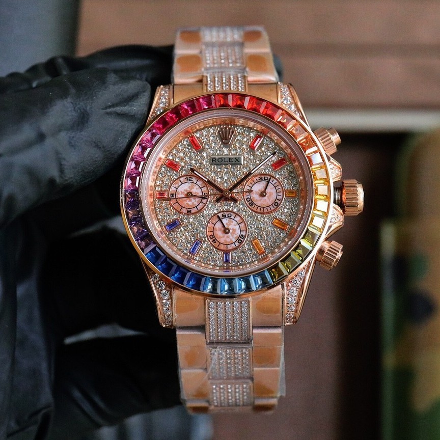 Laojia Boutique Daytona Series Mechanical Watch Fully Automatic Waterproof 4130 Movement Rainbow Di Men's Mechanical Watch Wholesale
