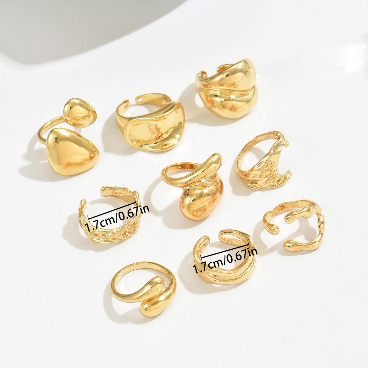 Set di anelli designer geometrici in metallo placcato donna_voghion.com