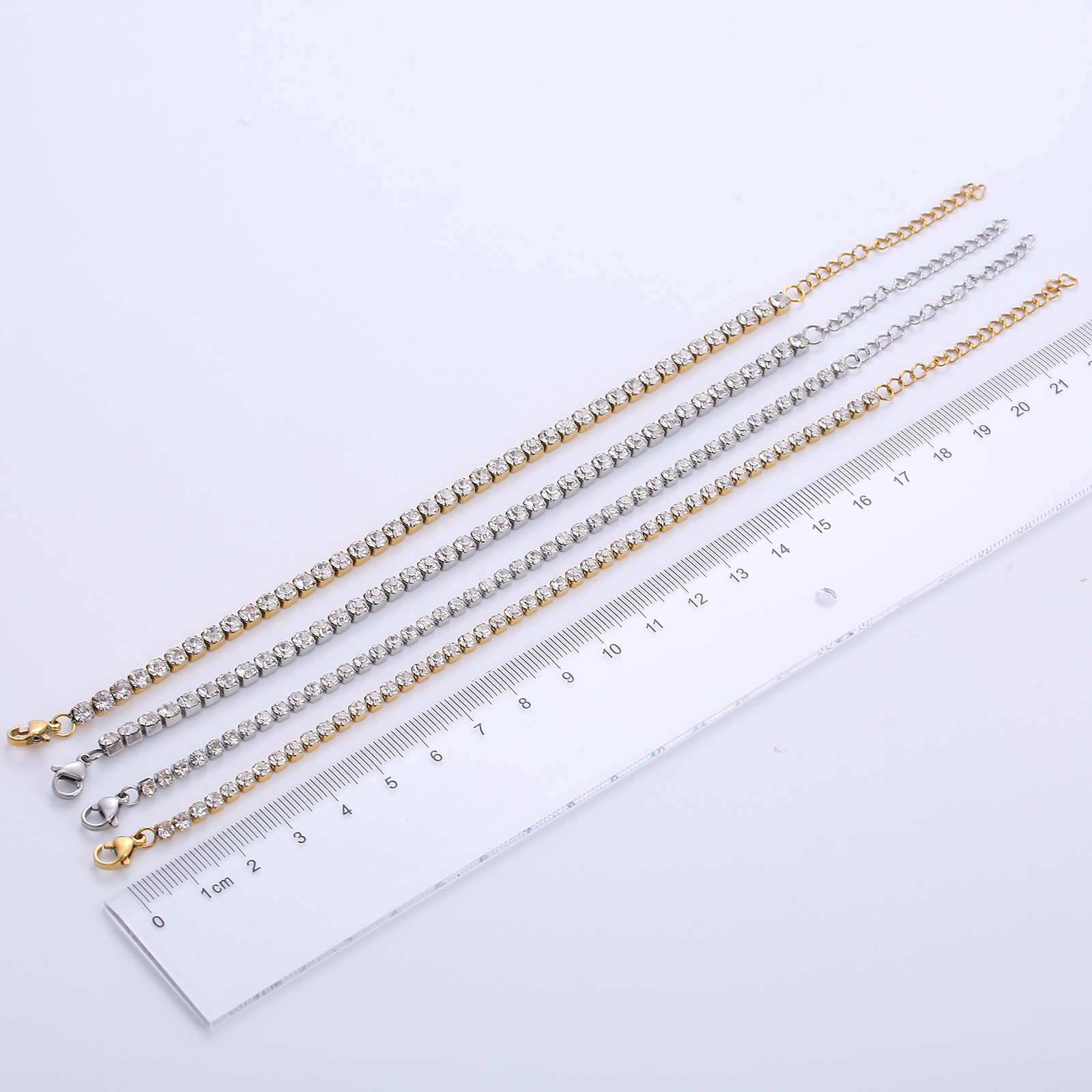 5g Weight PVD Coated Gold Plating Process Simple Style Geometric 304 Stainless Steel 18K Gold Plated Zircon Stainless Steel Bracelets In Bulk