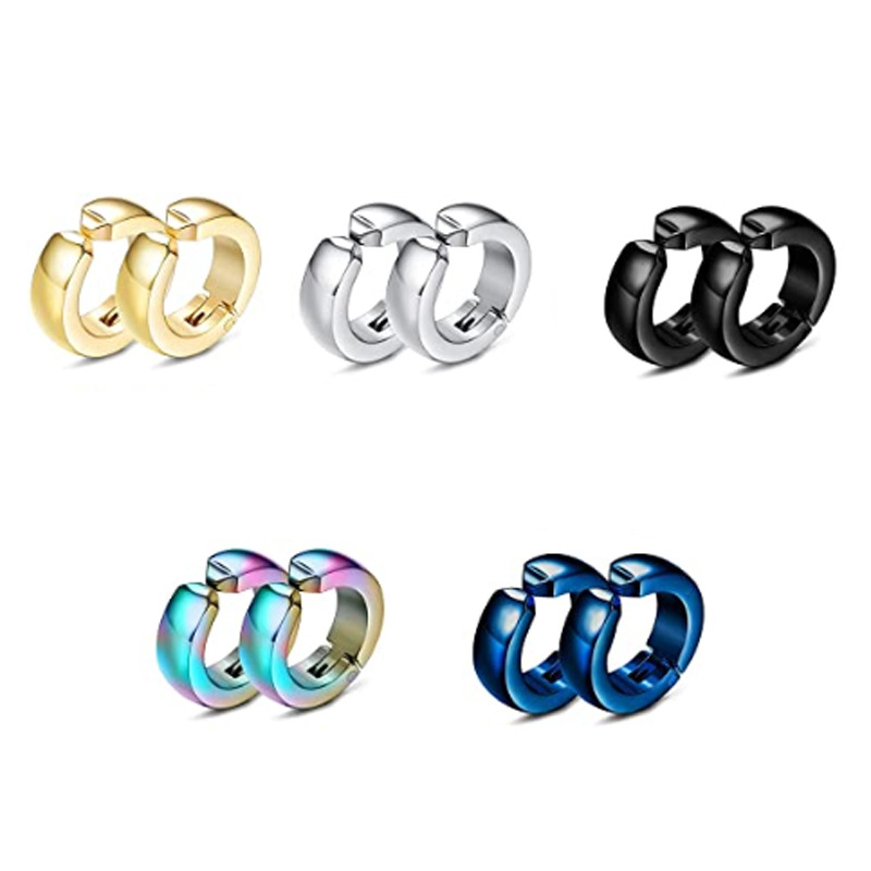 Japanese and Korean fashion personality curved Tide men's titanium steel earrings without earholes earrings wholesale AliExpress ebay cross-border earrings