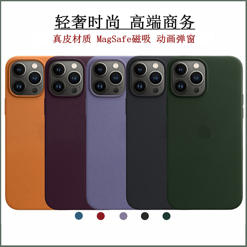 Leather Mobile Phone Case Suitable for Apple Iphone13 Magsafe Magnetic Animation Pro/Max/Mini Protective Case
